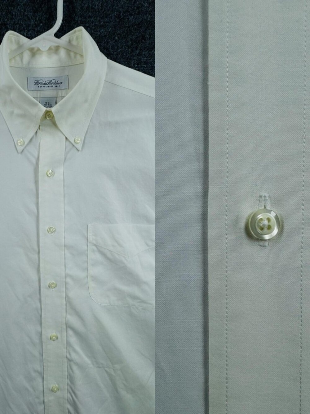 Brooks Brothers Mens Cotton Button-Down White Non-Iron 16 34 Shirt Solid Office